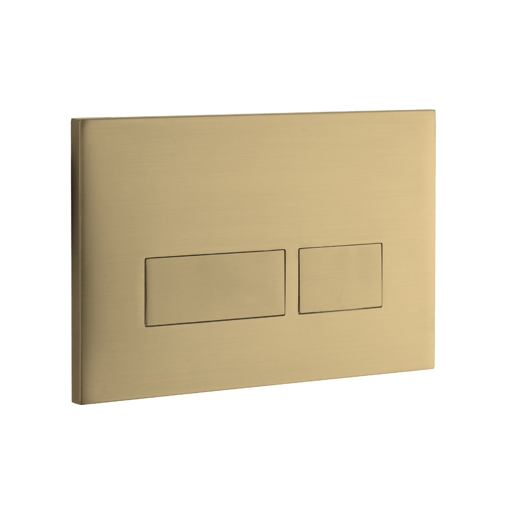 Product Cut out image of the Zero 3 Brushed Brass Square Dual Flush Plate SAN1026